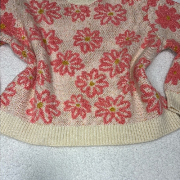 Promod France Women Floral Knit Crewneck Chunky Sweater - Picture 5 of 12